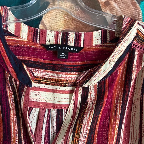 Zac & Rachel Red and Cream Striped Blouse - Picture 2 of 15